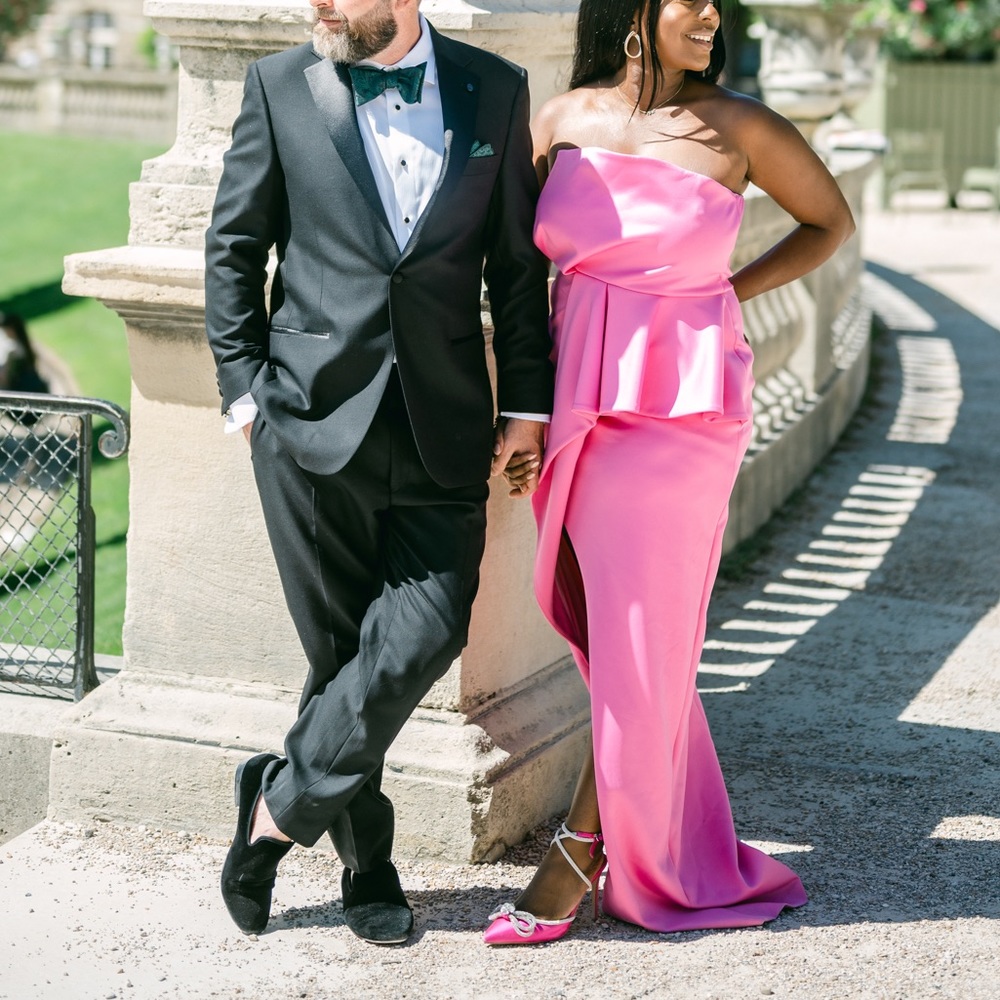 Black Halo Jonas Asymmetrical Draped Gown